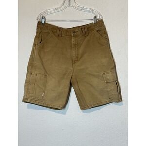 Carhartt Cargo Carpenter Shorts Size 34 Brown Canvas B81‎ Heavyweight Workwear